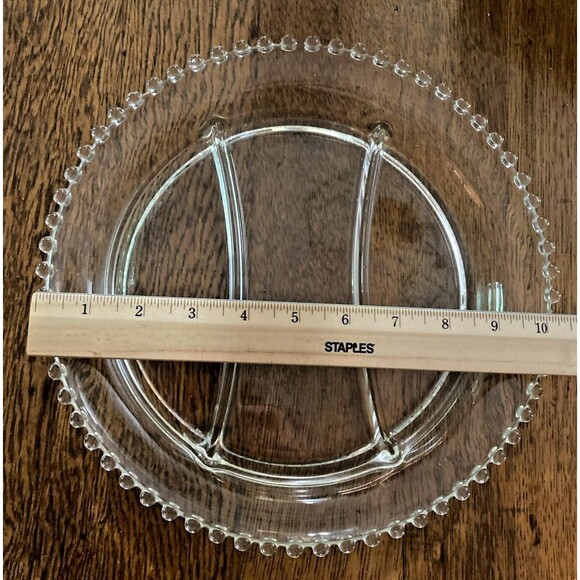 IMPERIAL GLASS-OHIO CANDLEWICK GLASS 10 1/2" 3 PART ROUND RELISH BOWL  Vintage - Picture 4 of 4